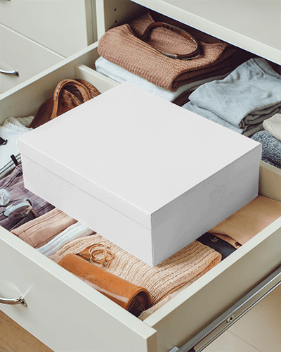 Organized Drawer White Box Mockup Folded Clothes Accessories Neat And Stylish Storage Display 072