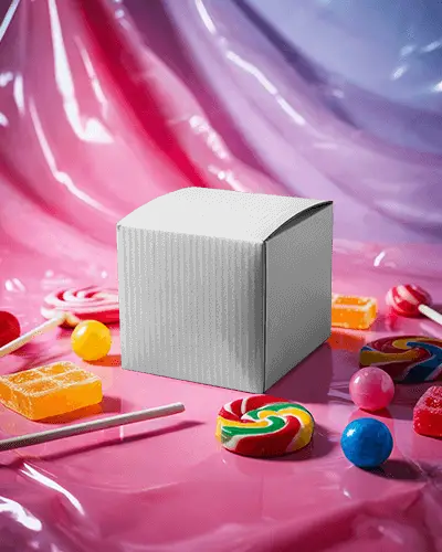 Candy Paradise Box Mockup Sweet Packaging Surrounded By Colorful Lollipops And Treats