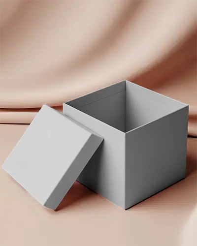 Minimalistic Open Square Box Mockup With Detached Lid Ready For Branding