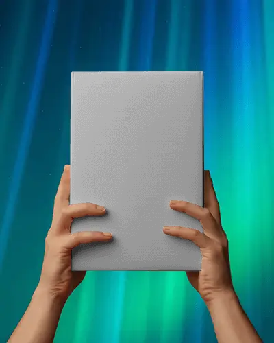 Realistic Mockup Of Box Held By Two Hands For Branding And Marketing Purposes