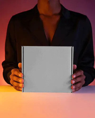 Warm Glow Tabletop Box Mockup Sleek Product Display With Balanced Light