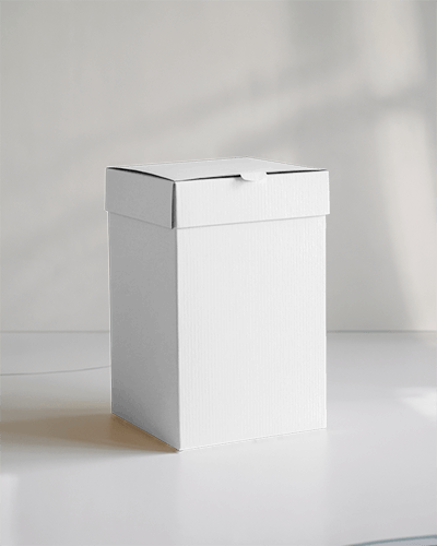 Minimalist Packaging Box Mockup Tall White Box With Customizable Design On Clean White Surface With Soft Shadowing 077