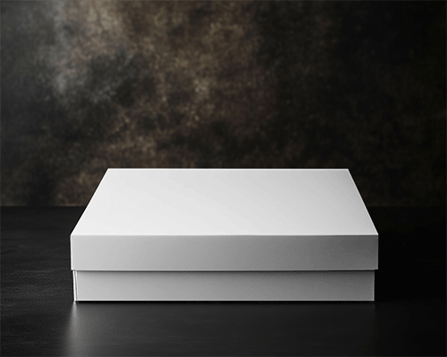 Luxury Gift Box Mockup Flat White Box With Customizable Design On Dark Surface Against Textured Moody Background 080
