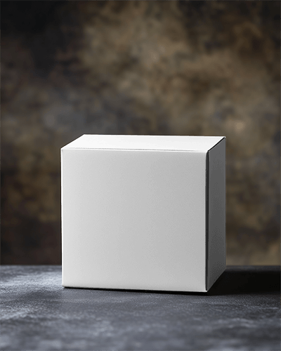 Premium Square Box Mockup Minimal White Packaging On Dark Textured Surface With Moody Background 081