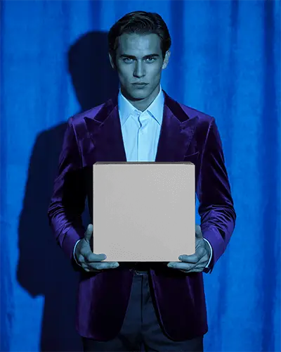 Person Presenting Box Mockup Packaging Prototype Design Idea