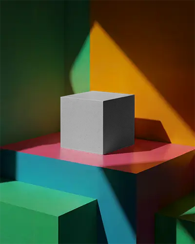 Modern Minimalist Cube Box Mockup Platform Geometric Shapes Vibrant Background For Branding