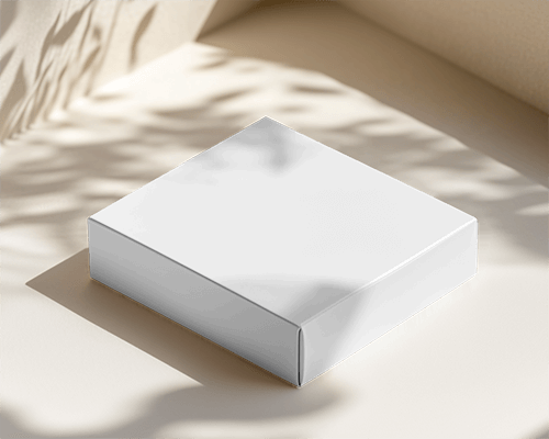Sunlit Organic Box Mockup White Packaging On Textured Surface With Natural Leaf Shadows Warm And Minimalistic Design 092
