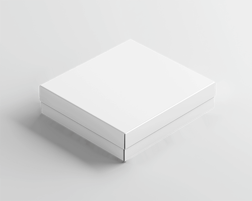 Elevated Angle Square Box Mockup Minimalist White Background Soft Lighting Premium Packaging Design 098