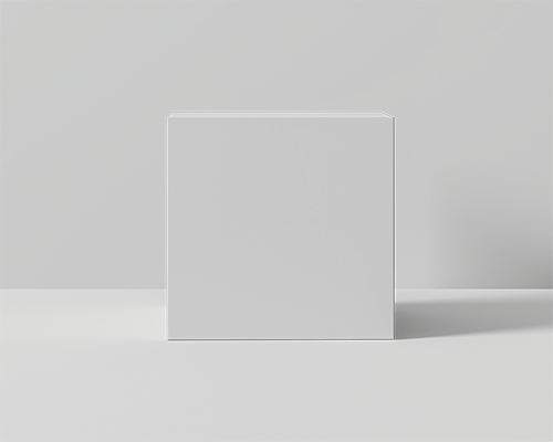 Cube Cardboard Box Mockup For Packaging In A Bright Studio Front View