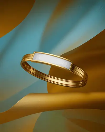 Golden Bracelet Mockup Floating On Silk Like Backdrop With Soft Light And Luxury Styling