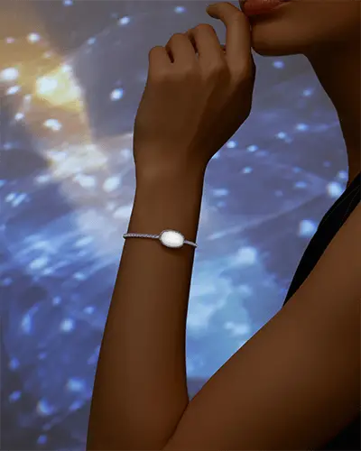 Elegant Silver Cuff Bracelet Mockup On Wrist With Dreamy Bokeh Light Background