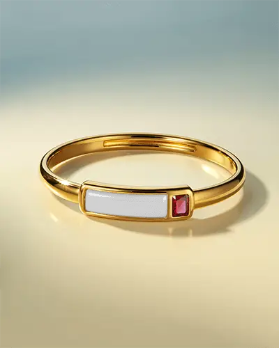 Radiant Gold Bracelet Mockup With Gem Detail On Soft Gradient Surface For Luxury Branding