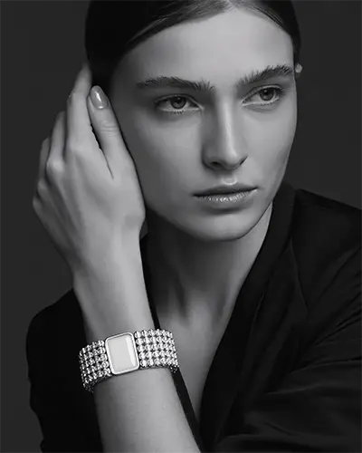 Elegant Diamond Bracelet Mockup On Wrist In Timeless Black And White Portrait