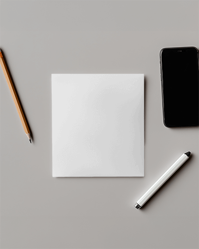 Modern Brochure Presented With Digital Devices And Pencils On A Gray Background