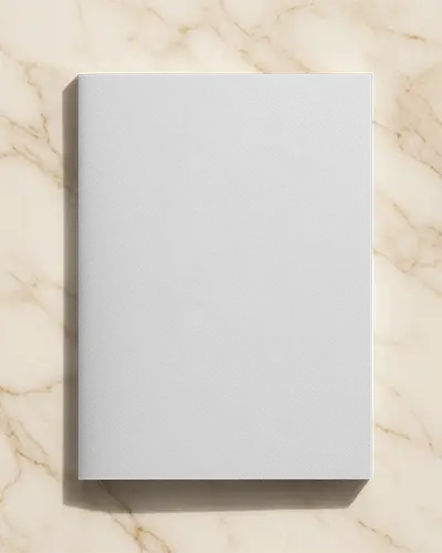 Creamy Marble Brochure Mockup Closed Front View Luxury Setting With Subtle Shading