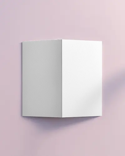 A4 Brochure Mockup Half Open On Pastel Pink Background Light Shadow Overlay Modern Soft Tone Design