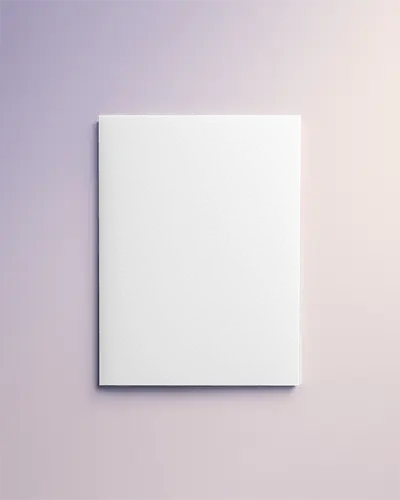 A4 Closed Brochure Mockup Top View On Minimal Gradient Purple Pink Background