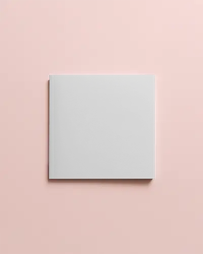 Soft Pink Background Closed Square Brochure Mockup Top View
