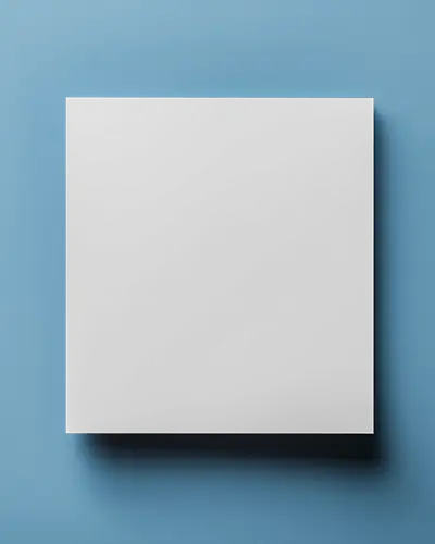 Flatlay Square Brochure Mockup On Pastel Blue Background Soft Shadow Clean Minimal Look