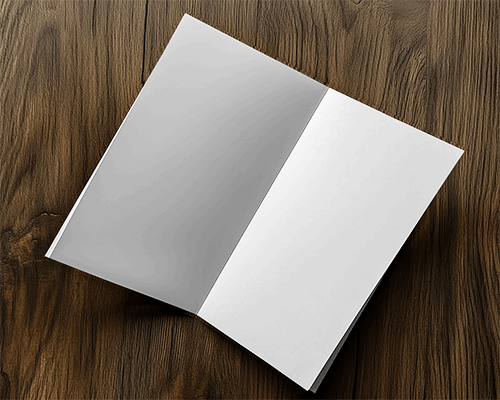 Open Brochure Mockup Dual Page Layout On Rustic Wooden Surface 016