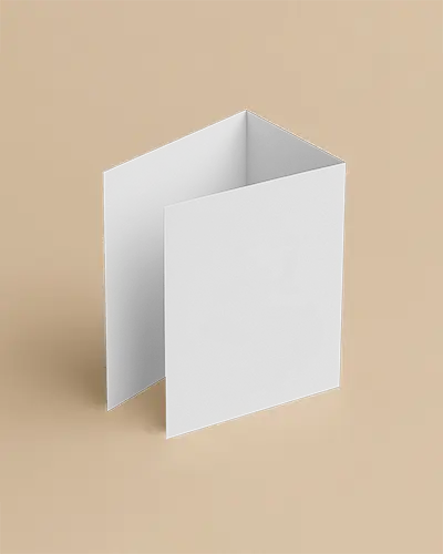 Standing Bifold Brochure Mockup On Neutral Backdrop Realistic Shadow Play Clean Fold Lines