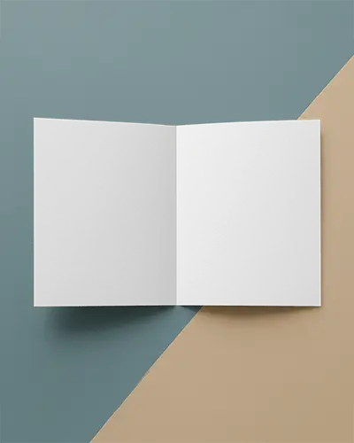Two Tone Background Open Bifold Brochure Mockup Soft Blue And Beige Contrast Modern Minimal Look