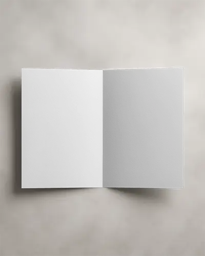 Bifold Open Brochure Mockup On Subtle Cloudy White Wall Clean Contrast Gray Tones Balanced Layout