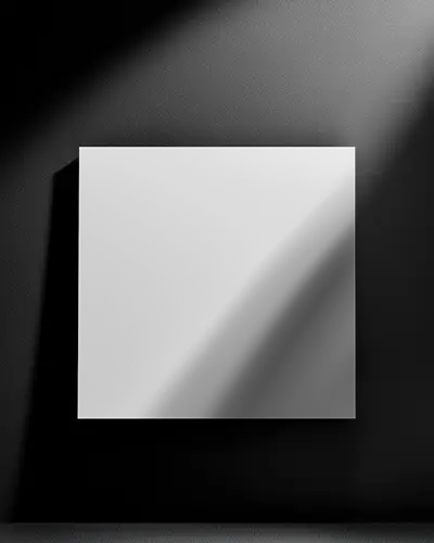 Dark Matte Square Brochure Mockup Under Spotlight On Black Surface Luxury High Contrast Look