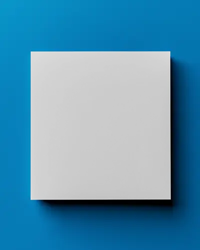 Square Brochure Mockup On Bright Blue Background Flat Lay With Soft Shadows Bold Visual Appeal