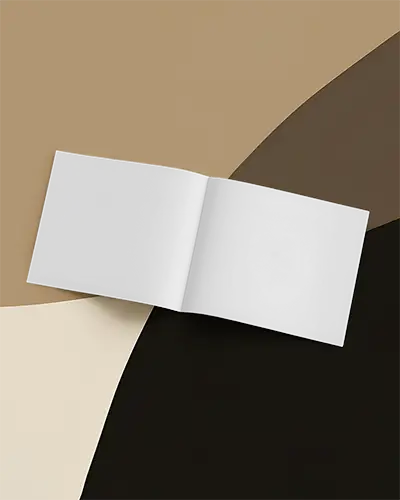 Open Landscape Brochure Mockup On Earthy Wave Background Neutral Tones Modern And Minimal Style