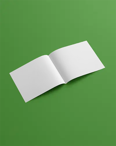 Minimalist Landscape Brochure Mockup Open On Green Background Clean And Modern Presentation Style