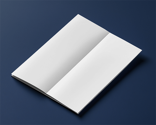 Sleek Bifold Brochure Mockup On Dark Blue Background With Soft Lighting 021