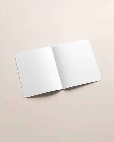 Soft White Brochure Mockup Open Flatlay With Rounded Corners On Pastel Background Modern Editorial Style