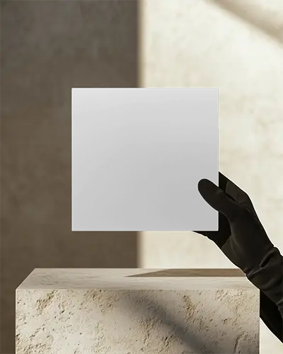 Square Handheld Brochure Mockup Closeup Of Hands Gripping Edges Focused Soft Lighting Environment