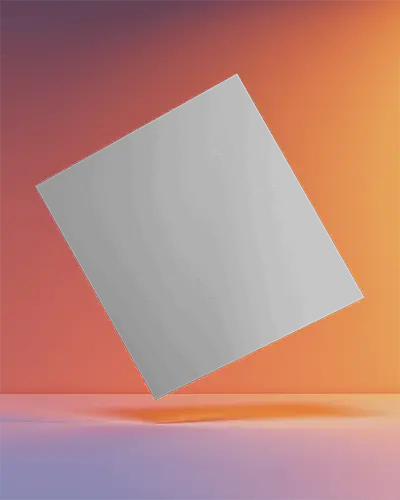 Square Floating Brochure Mockup Suspended In Colorful Gradient Backdrop Bold Marketing Promo Display Dynamic Presentation Scene