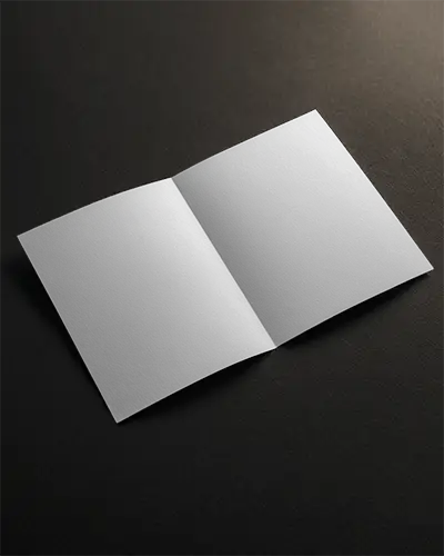 Brochure Mockup On Dark Surface With Soft Angled Lighting Minimalistic Layout Clean Modern Stationery Presentation In Overhead View Setting