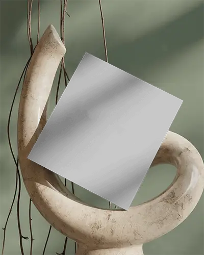 Elegant Square Brochure Mockup Leaning On Sculptural Stand With Soft Green Background For Virtual Cooking Class Promotion