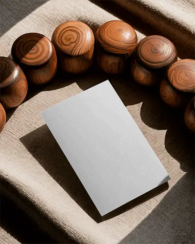 Professional Brochure Mockup With Natural Texture Background And Wooden Accessories Arranged