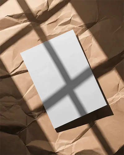 Modern Flat Brochure Mockup On Crumpled Paper With Shadow Cross Pattern Background