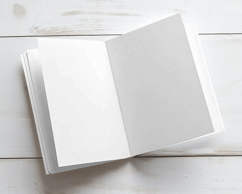 Open Brochure Mockup On White Wooden Surface With Clean Minimal Design And Soft Lighting 036