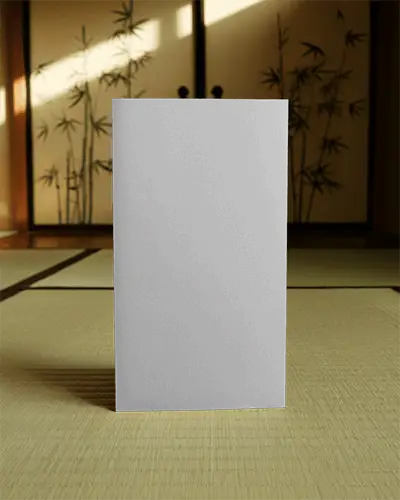 Vertical Brochure Mockup On Textured Tatami Mat With Ambient Natural Light Background 0376