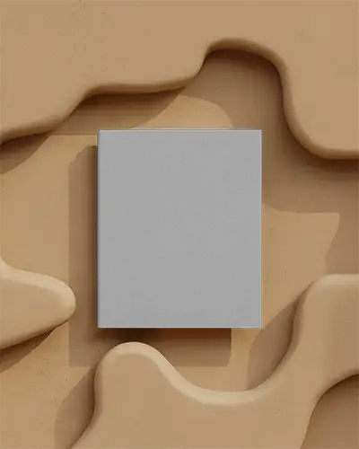 Square Brochure Mockup On Abstract Organic Textured Background For Design Presentation 0379