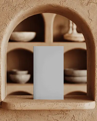 Elegant Vertical Brochure Mockup On Textured Arched Niche For Modern Branding Presentations 0381