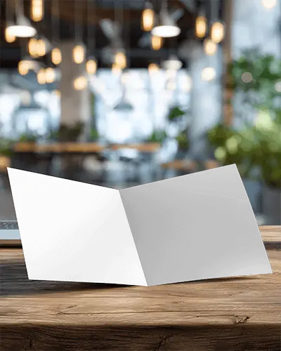 Clean Modern Brochure Mockup On Wooden Table For Professional Presentation And Marketing