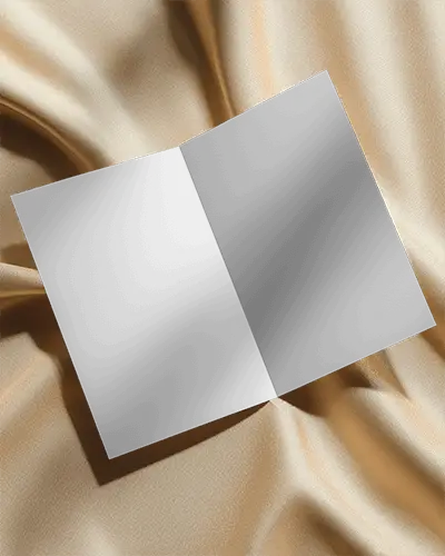 Elegant Minimalist Brochure Mockup On Luxury Satin Fabric Flat Lay Design Template