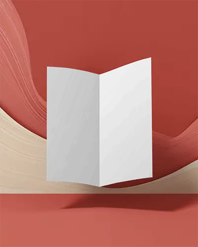 Minimalist Brochure Mockup Floating Over Abstract Background For Design Presentation Display