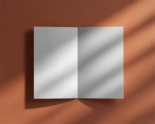 Top View Open Brochure Mockup With Light Shadow Effect On Textured Surface Background 0420