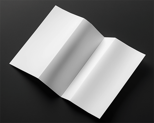 Open Tri Fold Brochure Mockup On Dark Leather Surface With Soft Shadows And Elegant Lighting 044