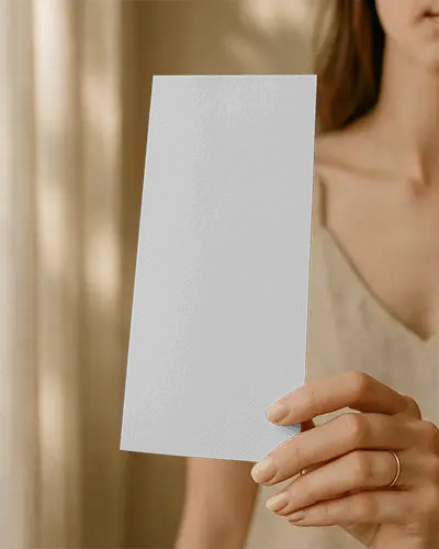 Woman Hand Holding Blank Brochure Mockup For Minimalist Marketing Presentation