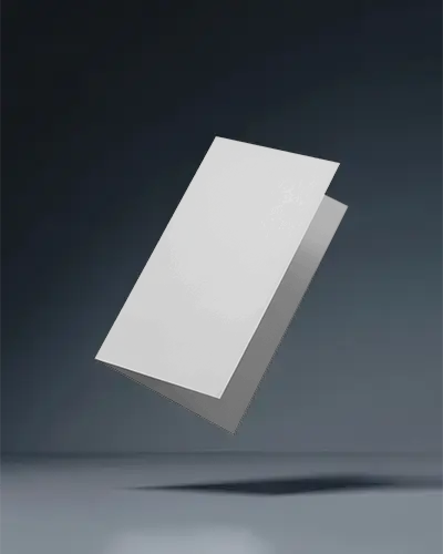 Sleek Trifold Brochure Mockup Floating Over Minimalist Dark Background For Showcasing Designs